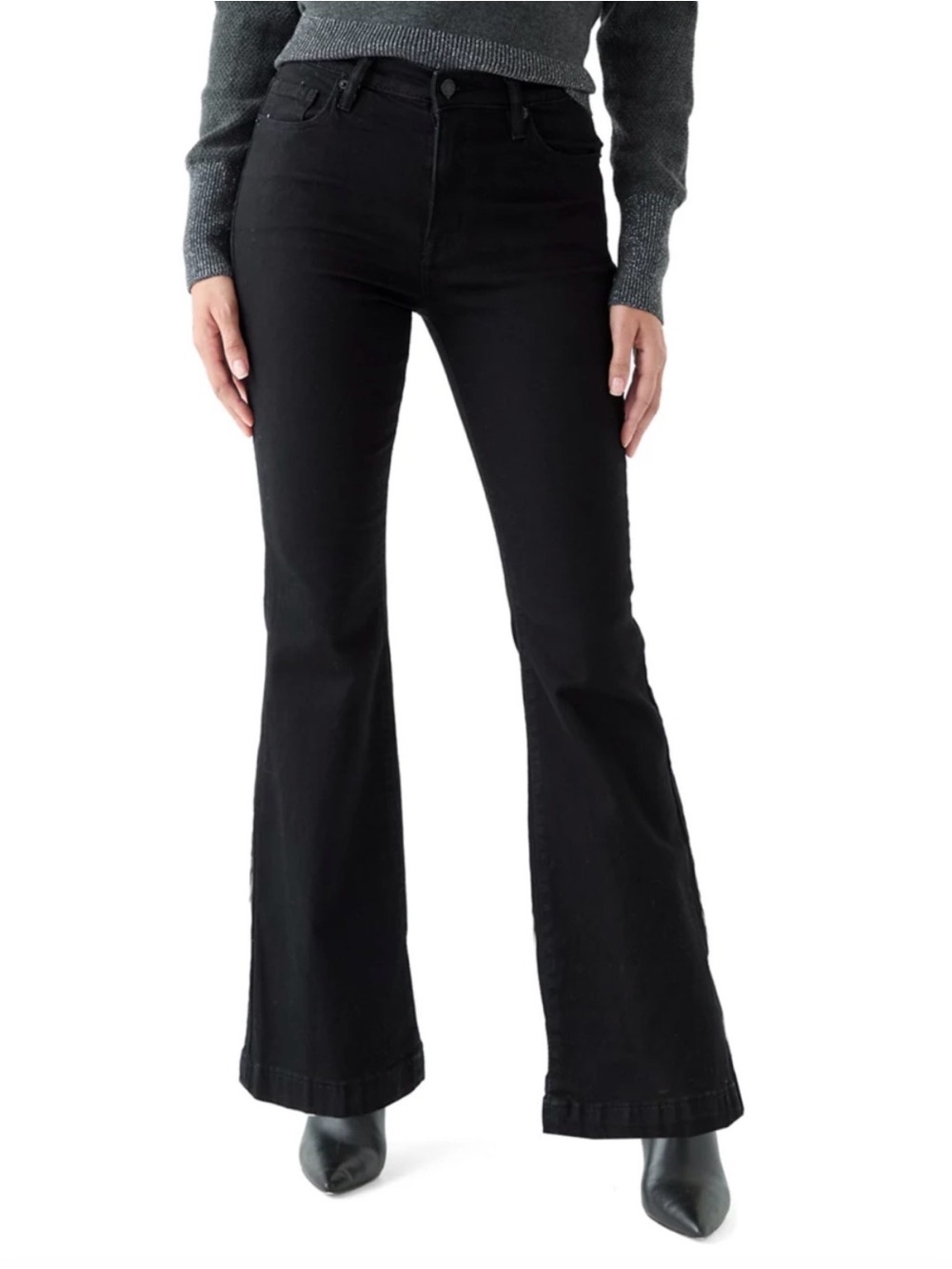 DKNY Jeans Williamsburg High Rise Flare Stretch Jeans Black 26 Tall NEW